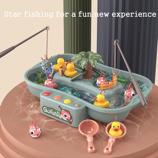 Fishing Game Toys with Slideway, Electronic Toy Fishing Set, Educational Toys for Kids Toddlers Gift for Baby