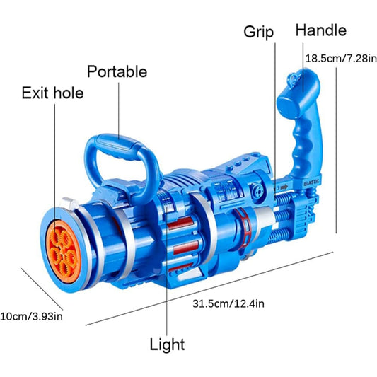 Musical Gatling Bubble Maker Gun With Bubbles Solution For Kids