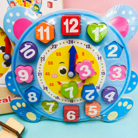 Wooden Digital Clock Toy Kids Preschooler Teaching Learning Time
