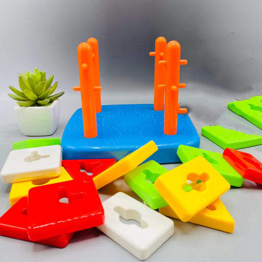 Educational Preschool Shape & Color Recognition Geometric Board Block Stack Shape Sorter Puzzle Toys