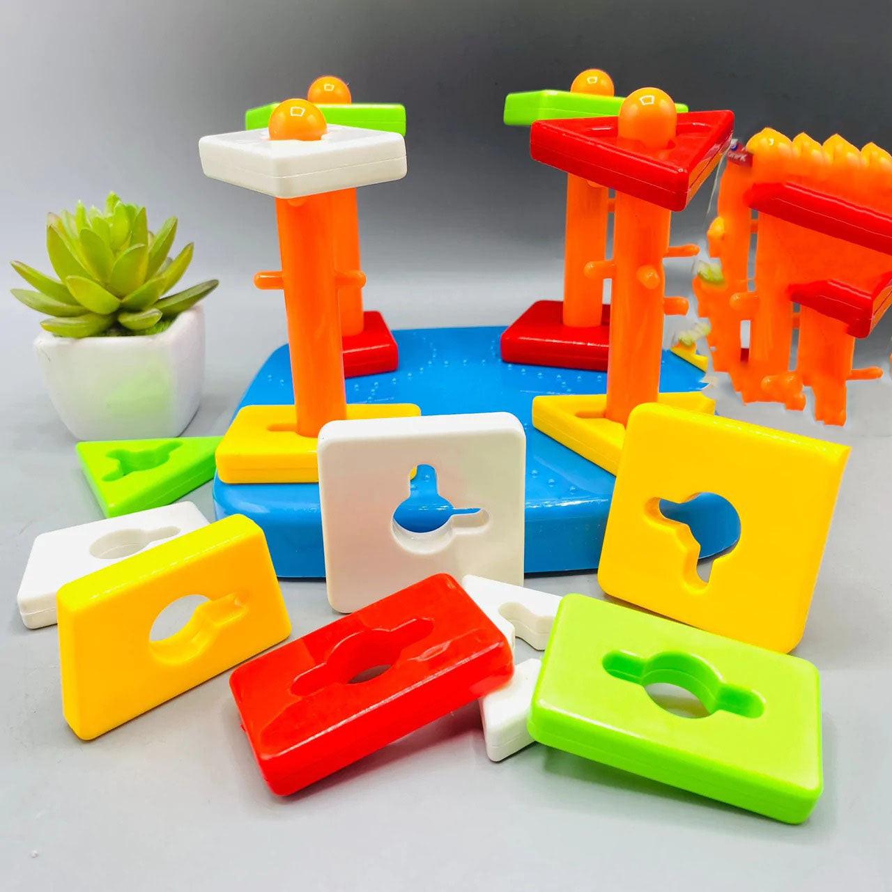 Educational Preschool Shape & Color Recognition Geometric Board Block Stack Shape Sorter Puzzle Toys