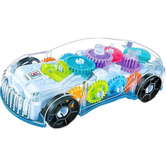 Transparent Gear Simulation Mechanical Sound and Light Car Toy for Boys and Girls