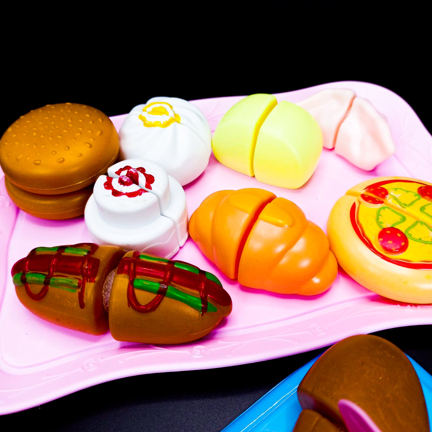 Children Kitchen Cutting Bread Fast Food Pretend Play Plastic Toys For Kids