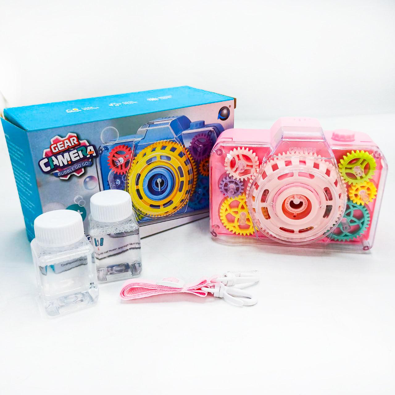 Transparent Blowing Bubble Camera Toy with Light and Music for Children
