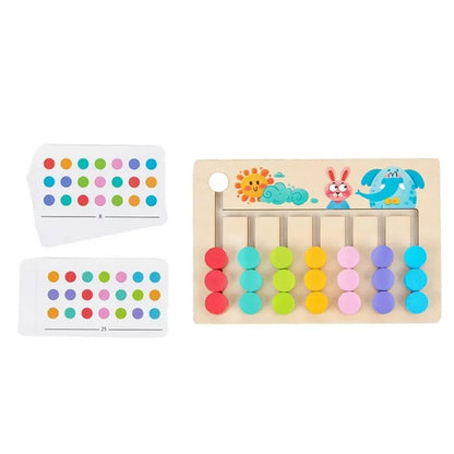 Wooden Sliding Color Shape Puzzle,Fun Montessori Sorting Early Education STEM Toys for Toddlers,Slide Matching Brain Teasers Game , 7 Color