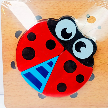 Wooden Puzzle With Different Animals In Multicolors