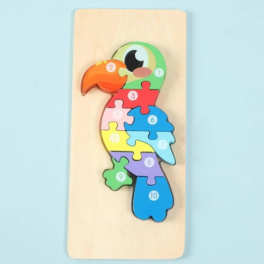 1set Wooden Kids 3D Jigsaw Puzzle, Funny Animal Design Enlightenment Educational Toy For Children Early Education