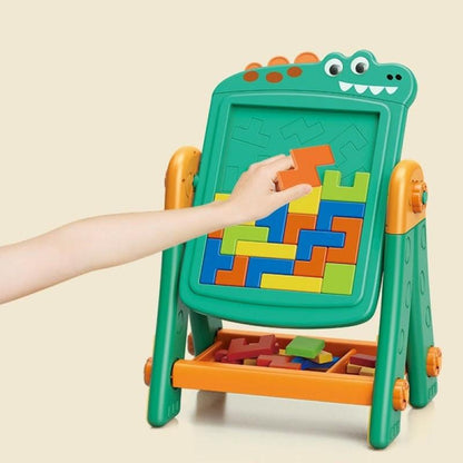 2 In 1 Crocodile Learning Board Drawing Board Building Blocks