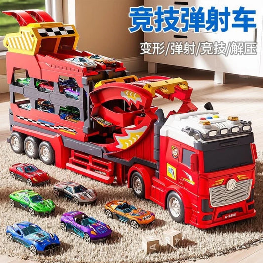 Fire Track Set With 6Pcs Mini Metal Cars With Light and Sound