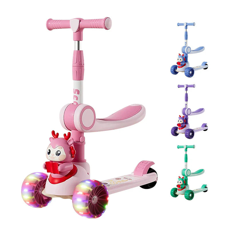 2 in 1 Deer Manual Scooty and Cycle with Light