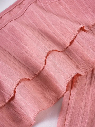 2pcs Baby's Solid Color Textured Cami Top + Casual Wide Leg Pants