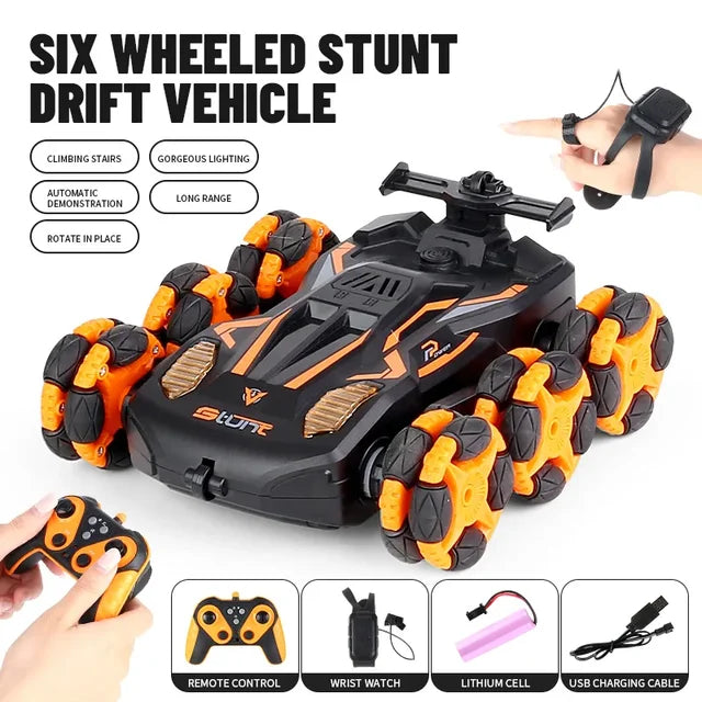 2.4GHz Watch RC 6 Wheels Stunt Car Toyster