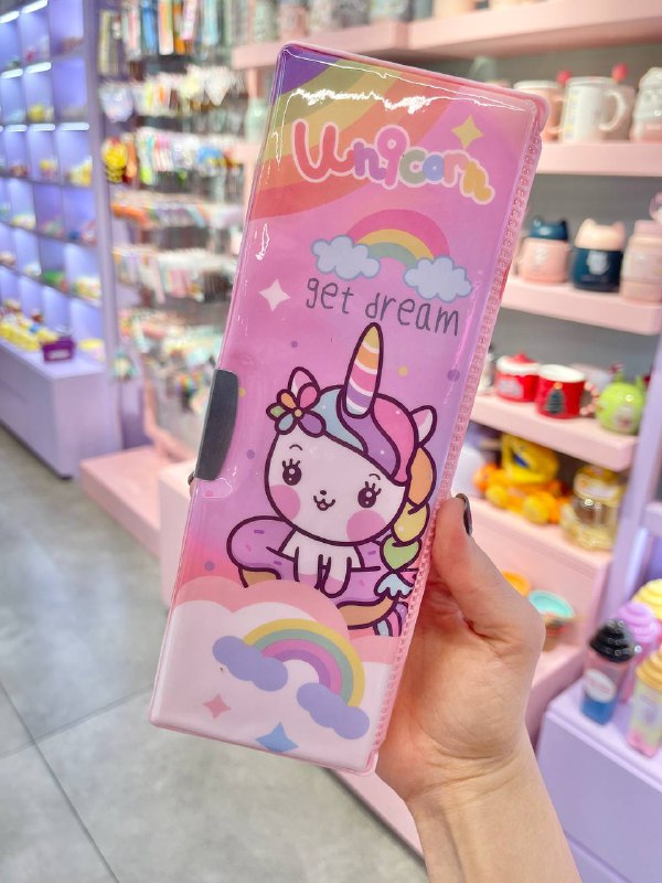 3D Unicorn Themed Double-Sided Magnetic Geometry Box with dual Sharpeners, Fancy Pencil Case for School kids-Boys and Girls