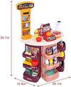 Pretend Play Kids Grocery Store, Supermarket Play Set with Cash Register Scanner Fruits Vegetables Boxes Bottles Stickers and More for Boys Girls
