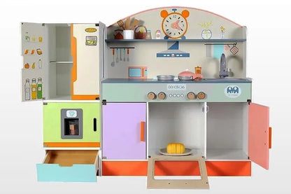 Multicolor Kitchen with Refrigerator