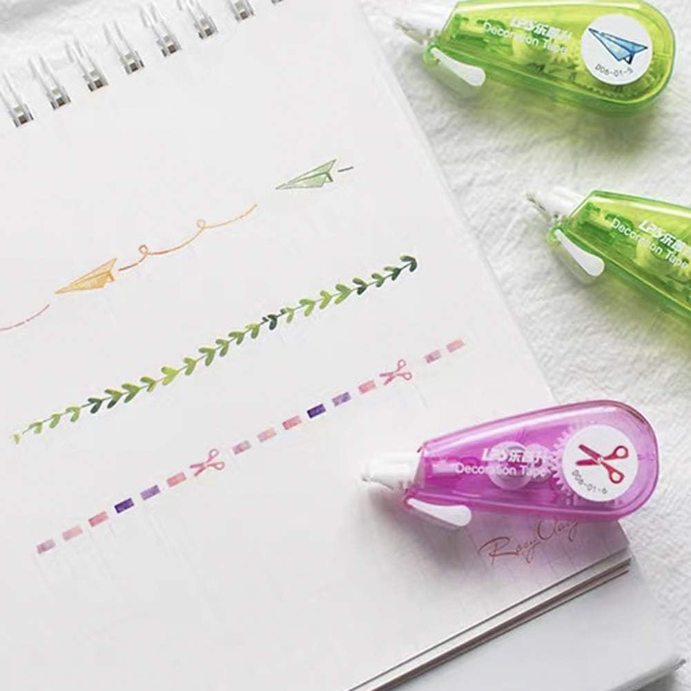 Papermore Creative Decorative Correction Tape Pen DIY Stationery Supplies for School/Office/Craft (green & floral (set of 10))