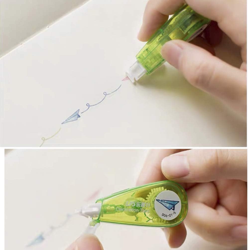 Papermore Creative Decorative Correction Tape Pen DIY Stationery Supplies for School/Office/Craft (green & floral (set of 10))