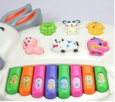 Storio Rabbits Musical Baby Piano with 3 Modes Animal Sounds