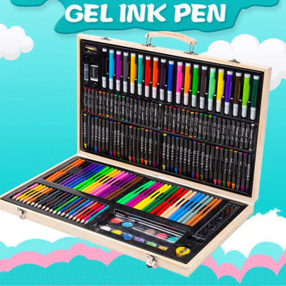 180 Piece Wooden Art Markers Brief Case Box