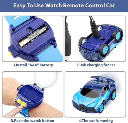 Watch Remote Control Car Toy Mini Watch Control Car Toys Cute Watch RC Car Toy With Light Attractive Gift For Boys And Girls