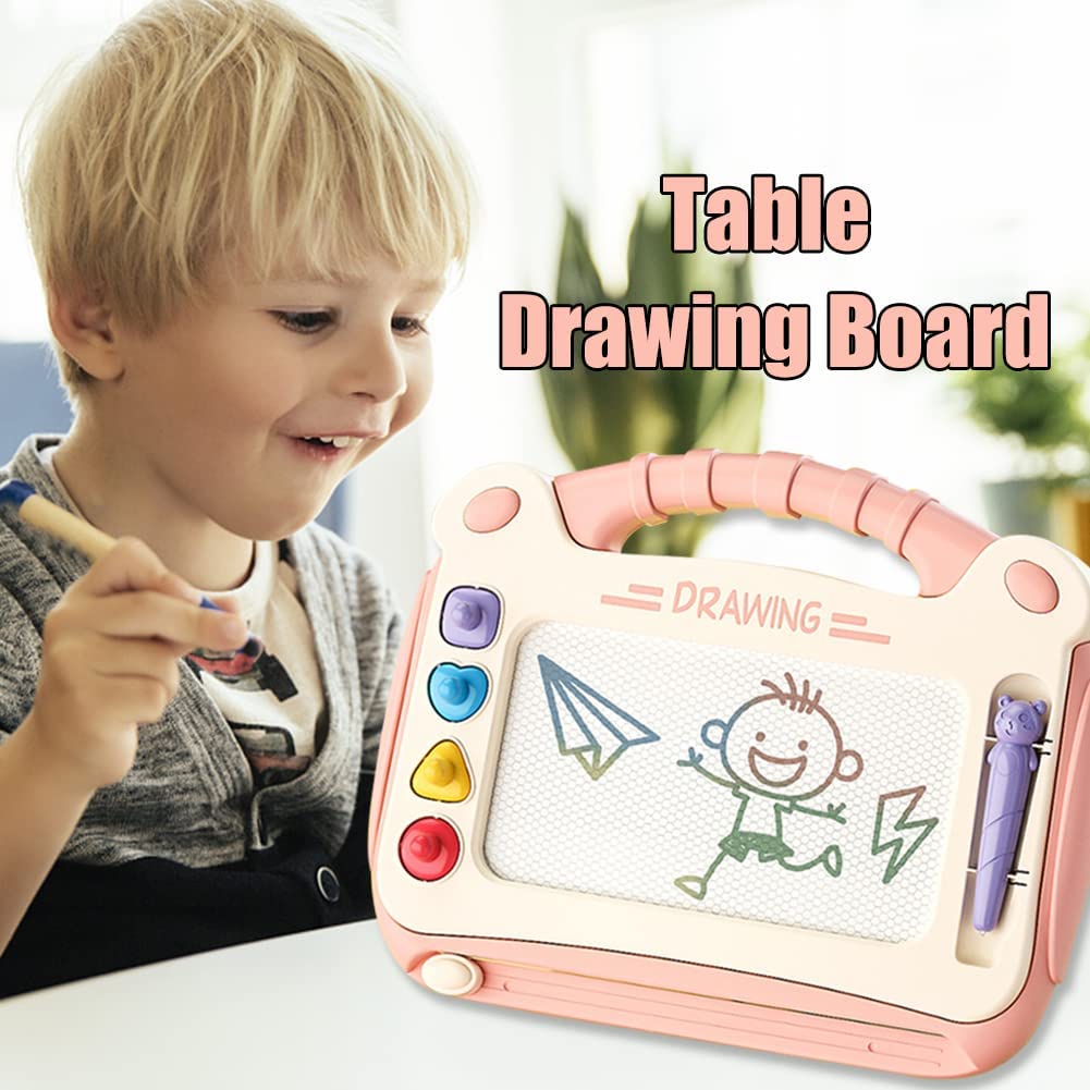 Magnetic Drawing Board Kids, Erasable Magnetic Drawing Board Colorful Writing Board with Stand Doodle Sketch Pad Educational Learning Montessori Toys Gift for Toddlers Boys Girls