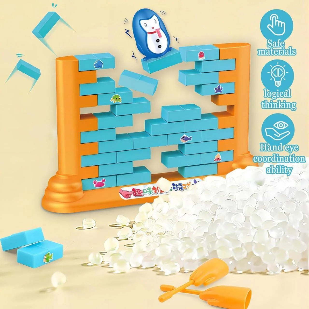 Penguin/Frog Wall Stacking Bricks Game