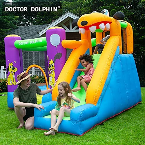 Doctor Dolphin Inflatable Dog Bouncer Slide with Air Blower