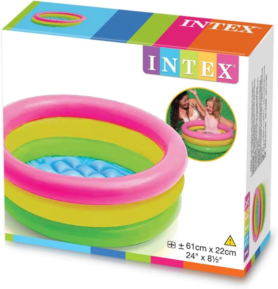 INTEX Inflatable 3 Ring Swimming Pool For Children 2ft X 8.5in