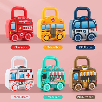 6Pcs Unlock Cars Push Toy with Keys