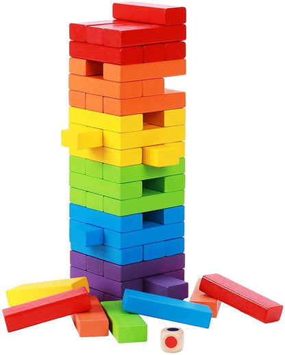 Tickles Wooden Jenga Multicolor Tetris Tower Stacking Game for Toddlers