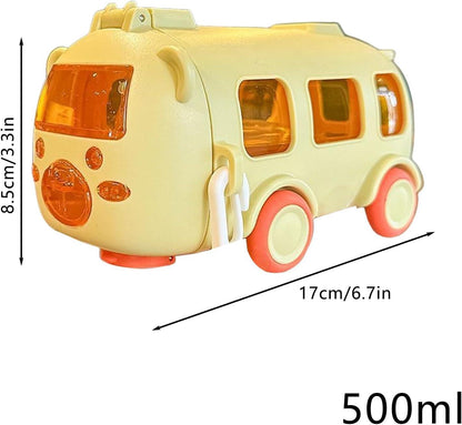 School Theme Bottle Bus Car Shape Straw Water Bottle with Shoulder Strap Summer Drinking Bottle Leak Proof