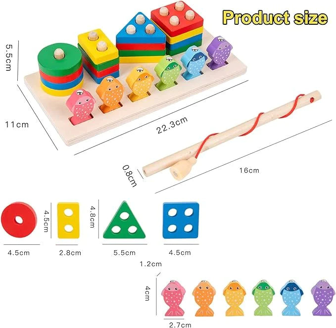 Multicolored Wooden Fishing Board Game