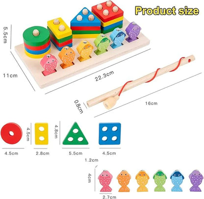 Multicolored Wooden Fishing Board Game
