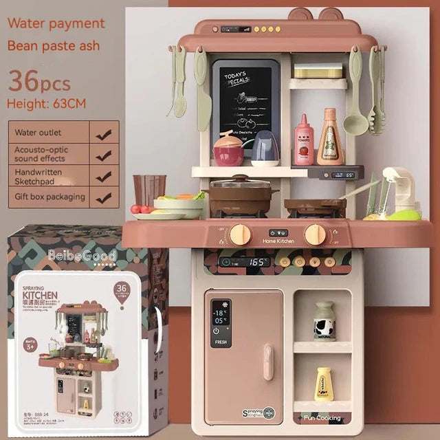 Role Kitchen Playset with Real Cooking and Water Boiling Sounds