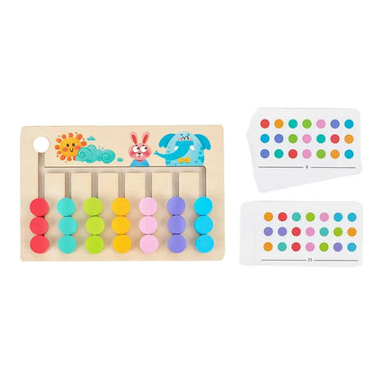 Wooden Sliding Color Shape Puzzle,Fun Montessori Sorting Early Education STEM Toys for Toddlers,Slide Matching Brain Teasers Game , 7 Color