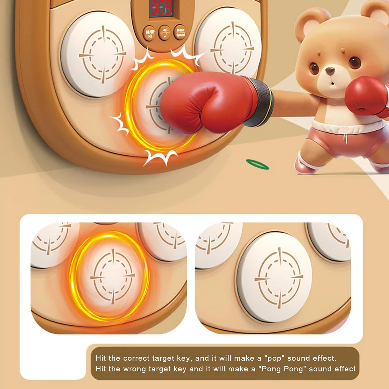 Light And Sound Bear Boxing Machine