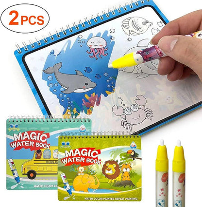 Reusable Water Color Drawing Book With Magic Pen Painting Drawing Board Coloring Book Toys For Children