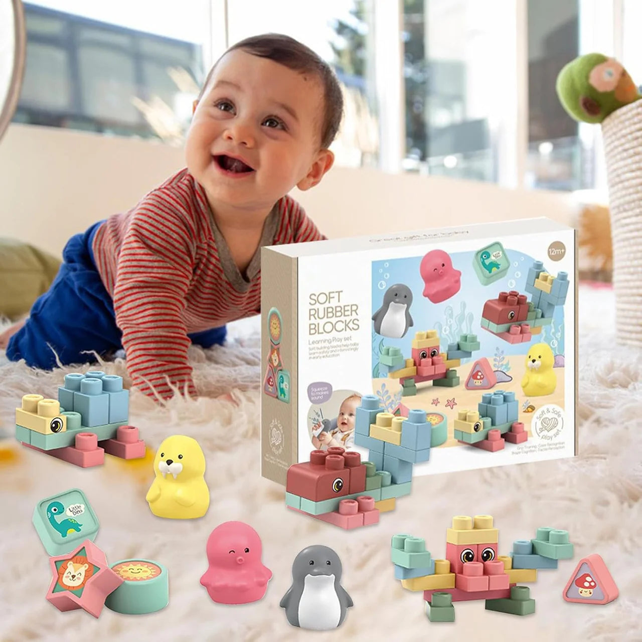 32 Piece Silicone Soft Building Blocks