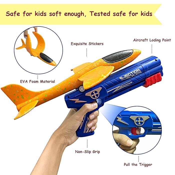 Flying Airplane Gun One-Click Ejection Mode Glider Catapult Plane