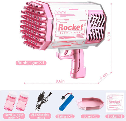 69 Holes Bubble Machine Gun with Lights and Bubble Solution