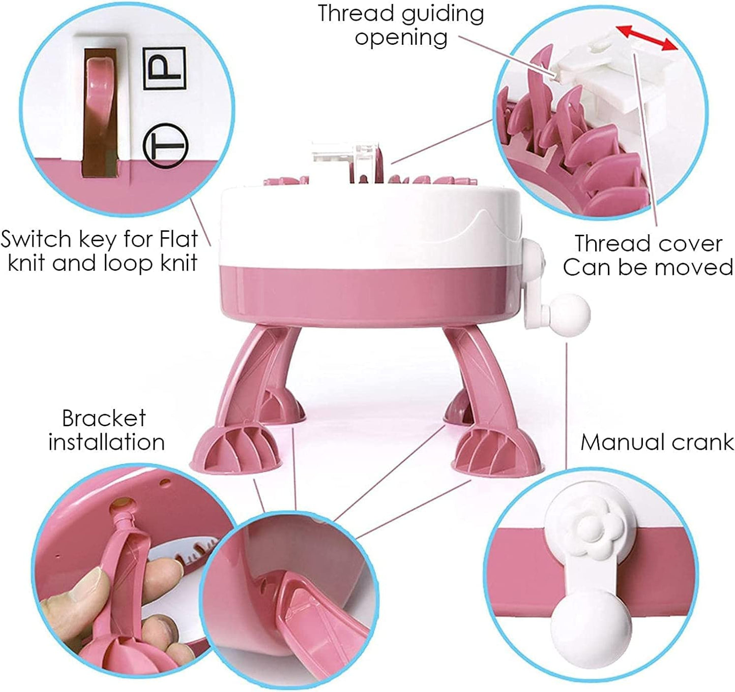 Knitting Machine 22 Needles, Knit Loom Machine Smart Manual Rotating Kit, for Adults Kids Knitting DIY Toy Socks Hats Scarves