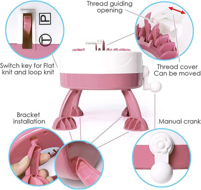 Knitting Machine 22 Needles, Knit Loom Machine Smart Manual Rotating Kit, for Adults Kids Knitting DIY Toy Socks Hats Scarves