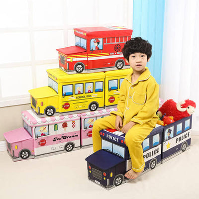 Foldable Kid's Toy Storage Box & Padded Seat