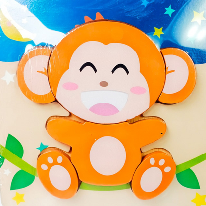 Wooden Puzzle With Different Animals In Multicolors