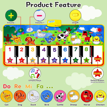 8 Animal Sound Piano Mat With Water Resistant