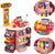 Pretend Play Kids Grocery Store, Supermarket Play Set with Cash Register Scanner Fruits Vegetables Boxes Bottles Stickers and More for Boys Girls