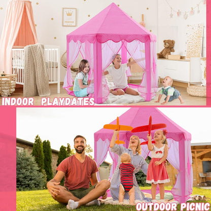 Princess Castle Play Tent with Star Light for Girls