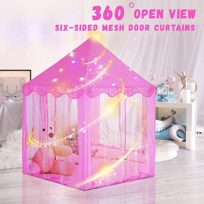 Princess Castle Play Tent with Star Light for Girls