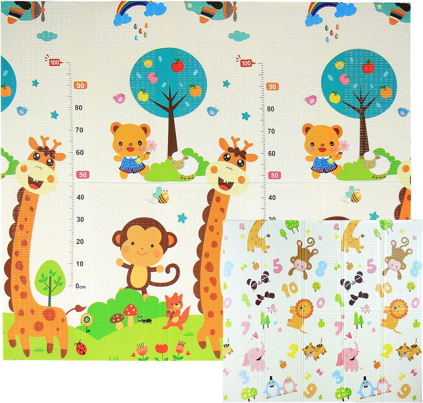 Baby Play Mat, Foam Playmat for Baby Floor Play Baby Crawling Mat Soft Non-Slip Foldable Waterproof Reversible Toxic Free