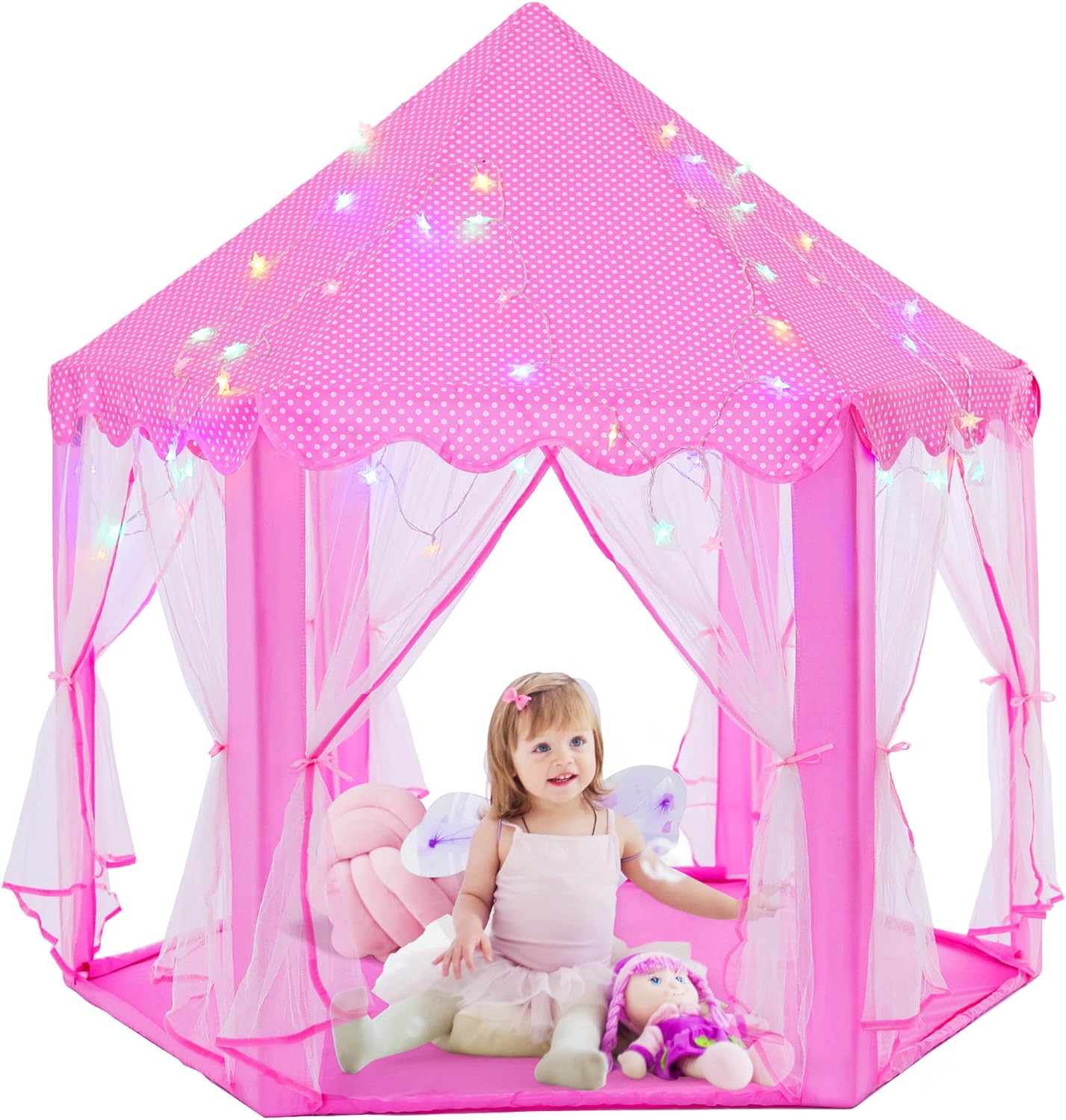Princess Castle Play Tent with Star Light for Girls